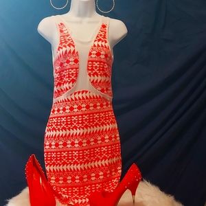 Janice Mesh Peek N Peach Dress